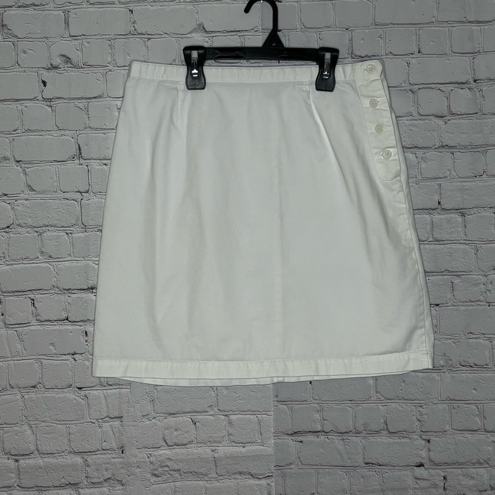 Christopher & Banks White Button-Accent Chino Skirt Size 12